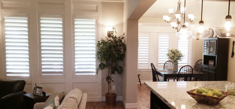 Cincinnati shutters in dining room and great room